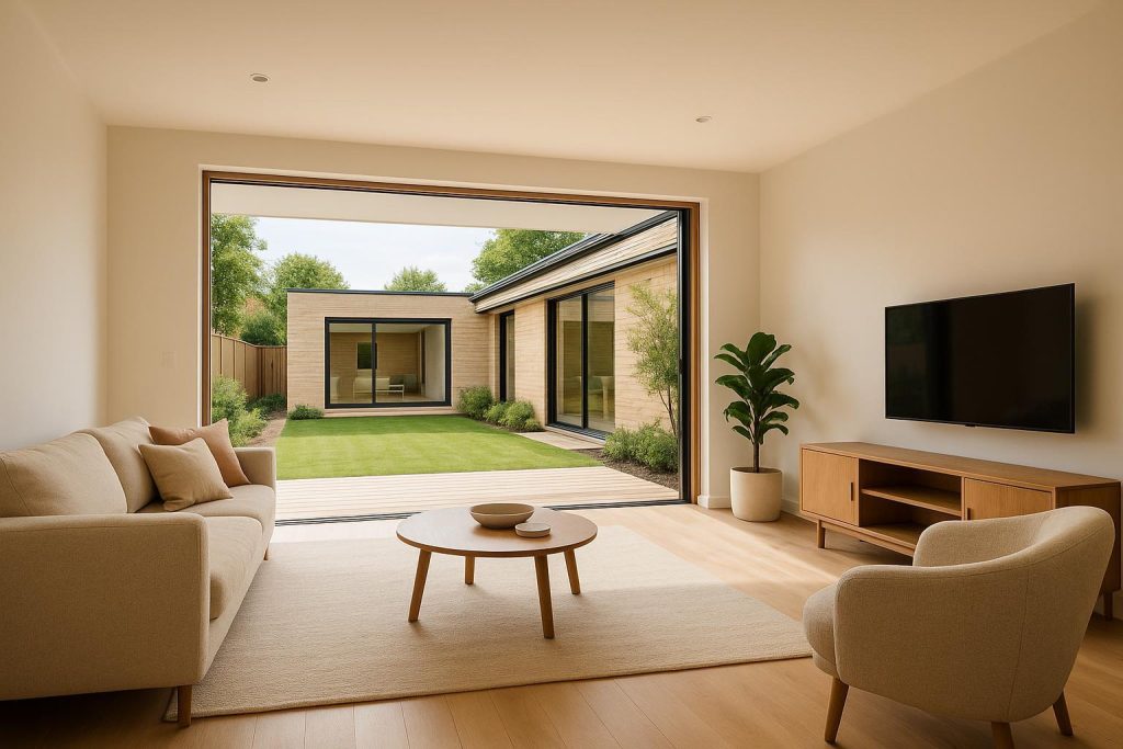 Modern main-floor upgrade with a subtle extension and consistent roofline.