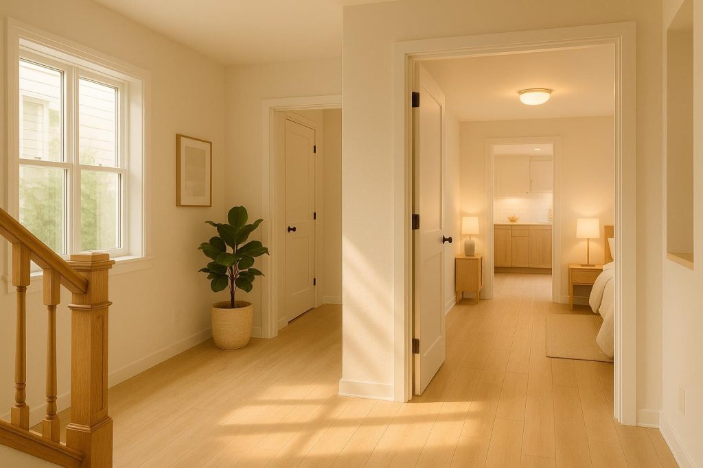 Modern home interior with a legal suite offering added property value.