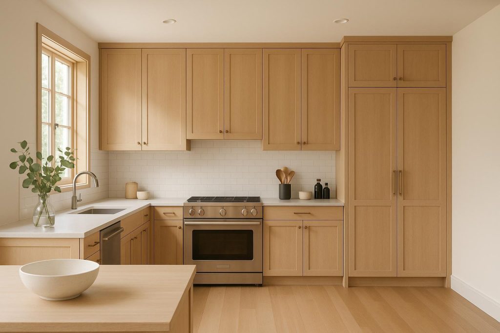 Modern kitchen with custom cabinetry highlighting a kitchen reno design.