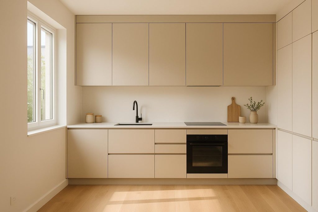 Sleek kitchen style with integrated appliances for a seamless look.